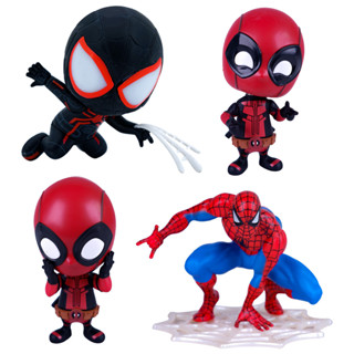 โมเดลฟิกเกอร์ PVC อนิเมะมาร์เวล The Avengers Spider-Man Deadpool Venom Black Spider Q Version ของเล่นสะสม สําหรับเด็ก 1 ชิ้น