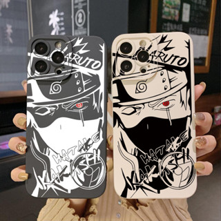 เคสป้องกันโทรศัพท์มือถือ ขอบสี่เหลี่ยม ลายการ์ตูนนารูโตะ Kakashi สําหรับ iPhone 14 Plus 13 Pro Max 12 iPhone 11 XR 8 7 SE 2022