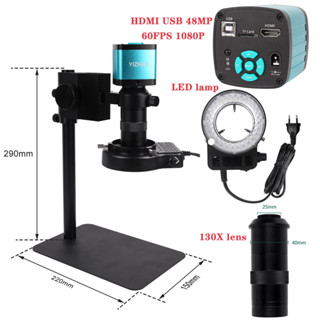 ชุดกล้องจุลทรรศน์ดิจิทัล 13MP 48MP HD HDMI เลนส์ 130X ตัวยึดปรับได้ หลอดไฟ LED ใช้ขาตั้งกล้องจุลทรรศน์ เครื่องมืออุตสาหกรรม อเนกประสงค์ สําหรับซ่อมโทรศัพท์มือถือ
