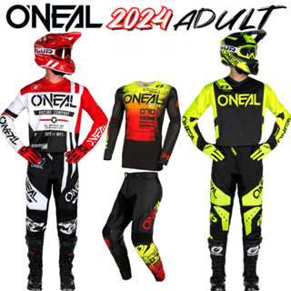 Oneal 2024 ELEMENT RACEWEAR BLACK/RED/NEON YELLOW GEAR COMBO วิบาก Bmx Dirt Bike Outfit ATV UTV ชุดขี่จักรยาน Enduro สําหรับผู้ชาย