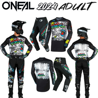 Oneal 2024 ELEMENT RANCID BLACK / WHITE GEAR SET MX เสื้อวิบากและกางเกงแข่งจักรยานเสือภูเขา