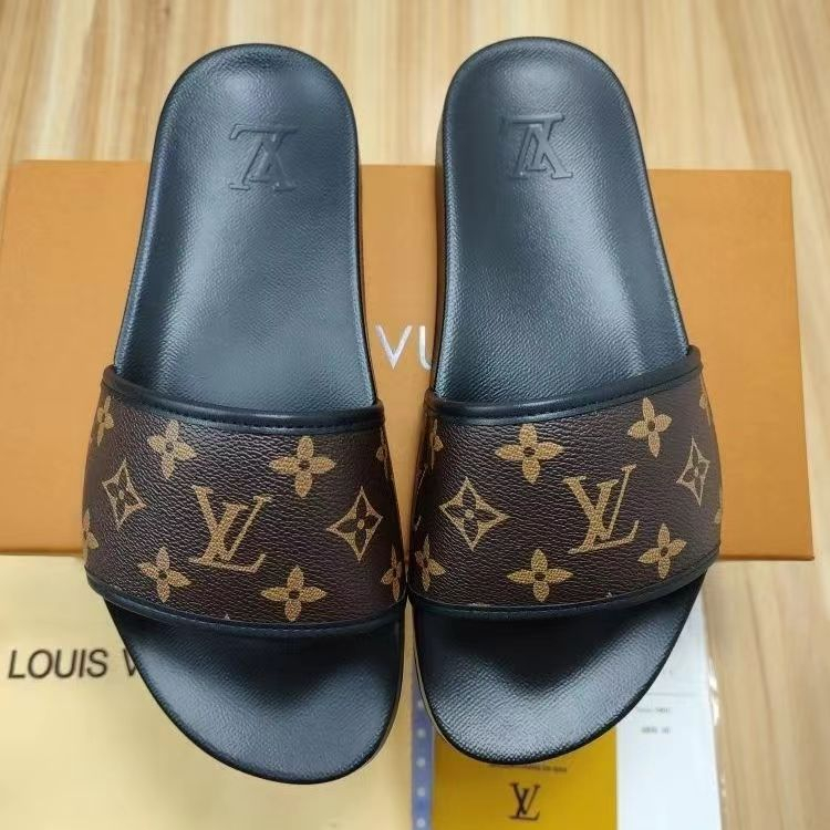 Louis Vuitton รองเท้าแตะ Lv ขนาดใหญ่ ระดับไฮเอนด์ พร้อมกล่องรองเท้าเคาน์เตอร์