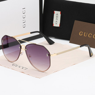 Gucci แว่นตากันแดด โลหะ กัน UV400 แฟชั่น สําหรับผู้ชาย และผู้หญิง 2023