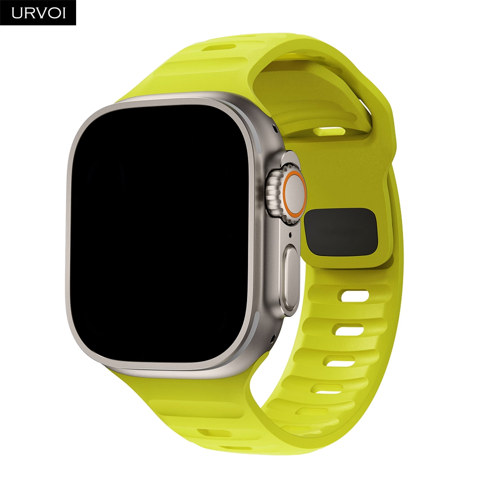 Urvoi สายซิลิโคนสําหรับ Apple Watch ultra Series 9 8 7 6 SE 54321 สําหรับ iWatch 41 45 49 มม.Breathable pin-and-tuck ปิด