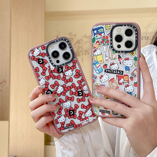 Casetify เคสโทรศัพท์มือถืออะคริลิคแข็ง กันกระแทก พิมพ์ลายแมวคิตตี้ ประดับโบว์ สําหรับ iPhone 15 14 13 12 11 Pro Max