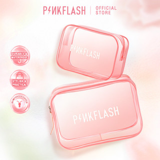 Pinkflash กระเป๋าเครื่องสําอาง PVC ใส แบบหนา กันชื้น กันน้ํา ทนต่อการสึกหรอ อเนกประสงค์