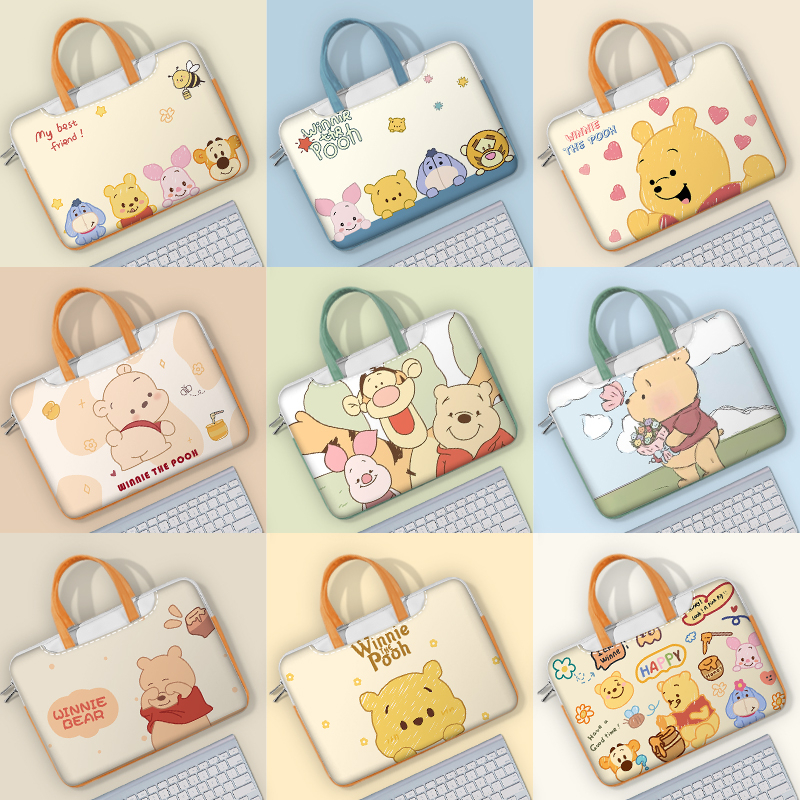 กระเป๋าใส่แล็ปท็อป กันน้ํา กันฝุ่น ลาย Winnie the Pooh น่ารัก สําหรับ HP Huawei Lenovo 13 14 15 16 17 นิ้ว