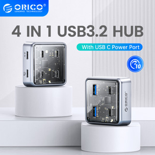 Orico ฮับโลหะ USB 10Gbps พร้อม 2 พอร์ต USB A และ 2 พอร์ต USB C USB3.2 สําหรับ Macbook Mac Mini (XHJ4C)