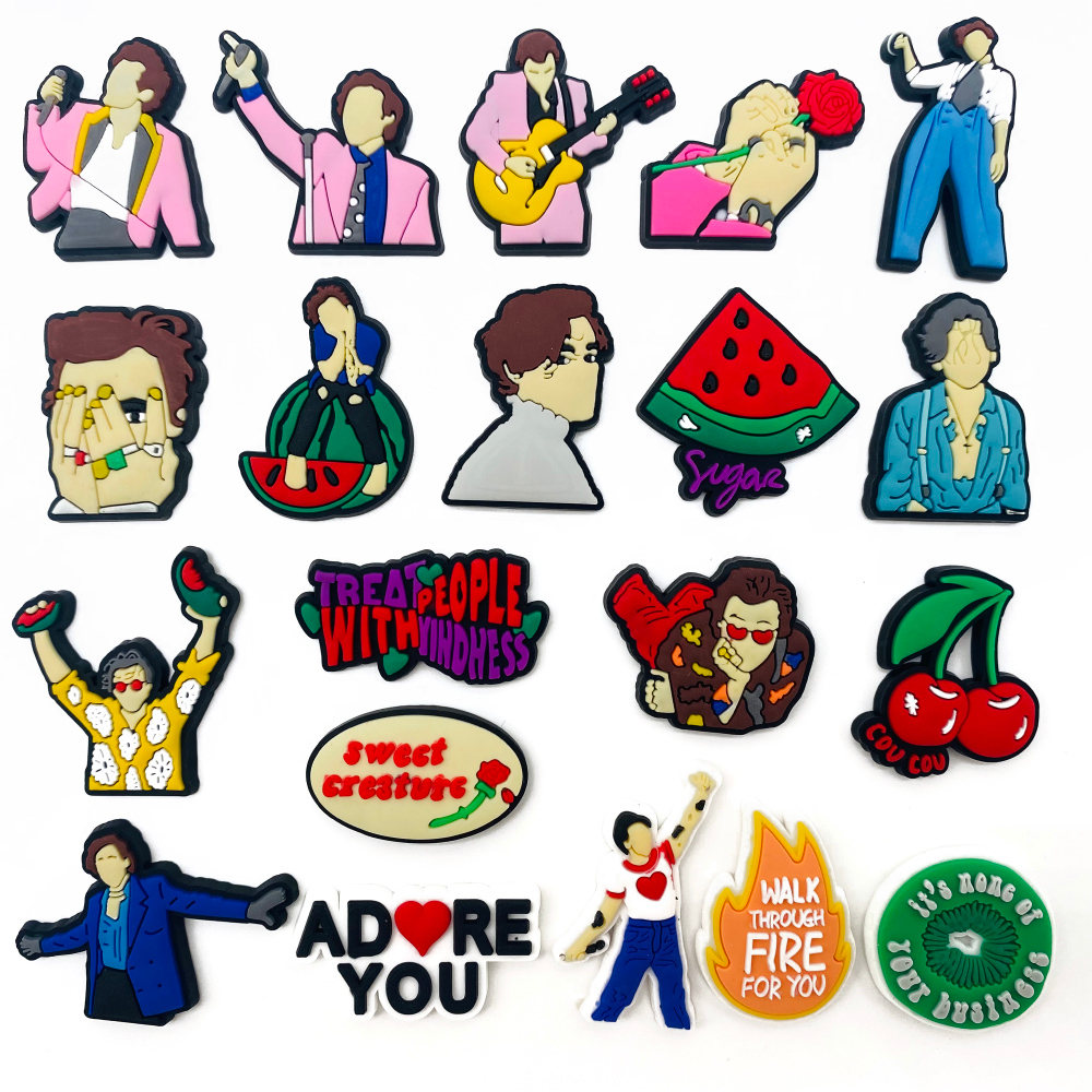 Jibbit Harry Styles Series อุปกรณ์รองเท้าตกแต่ง PVC พร้อมปุ่ม