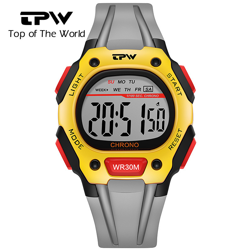 Tpw นาฬิกาข้อมือดิจิทัล 39 มม. หน้าปัด 3ATM กันน้ํา สไตล์สปอร์ต สําหรับผู้ชาย และผู้หญิง พร้อมกล่อง