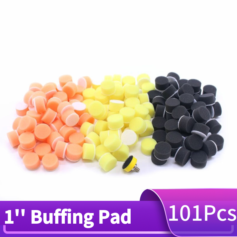 100 ชิ้น 1 นิ้ว 25 มิลลิเมตรฟองน้ํา Buffing แผ่นขัดสําหรับรถยนต์ขัดทําความสะอาดเจาะเครื่องมือโรตารี่