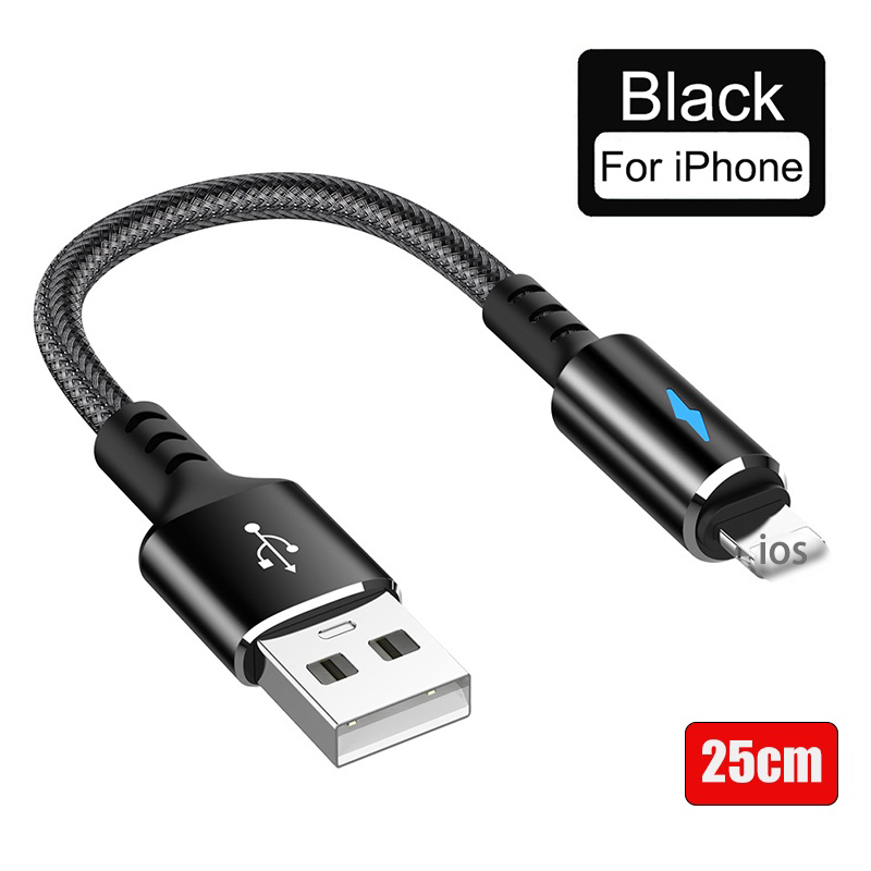 สายชาร์จ USB Type-C 25 ซม. แบบพกพา 0.25 ม. สําหรับ IPhone Android