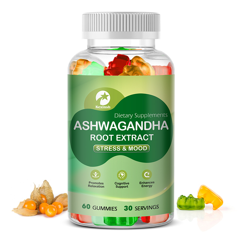 Kexinsh Ashwagandha Gummies supplement Ksm66 วิตามินดี ผ่อนคลายความวิตกกังวล บรรเทาความเครียด อาหารเ