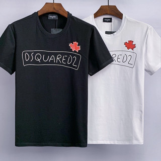 เสื้อยืดแขนสั้นลําลอง ผ้าฝ้ายแท้ พิมพ์ลายตัวอักษร Dsquared2 แฟชั่นเรียบง่าย สําหรับผู้ชาย และผู้หญิง 2023