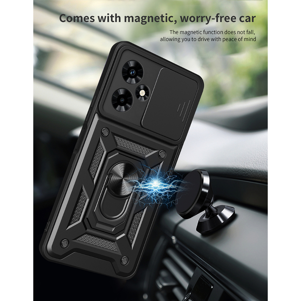 สไลด์เลนส์กล้องเคสกันกระแทก Infinix HOT 60 60i 50 Pro Plus + 50i 40 Pro 30i 40i 30 20i 20S 20 12 11S Play NFC 4Gปลอกแม่เหล็กแหวนปกป้องฝาครอบเชลล์ - รูปที่ 2