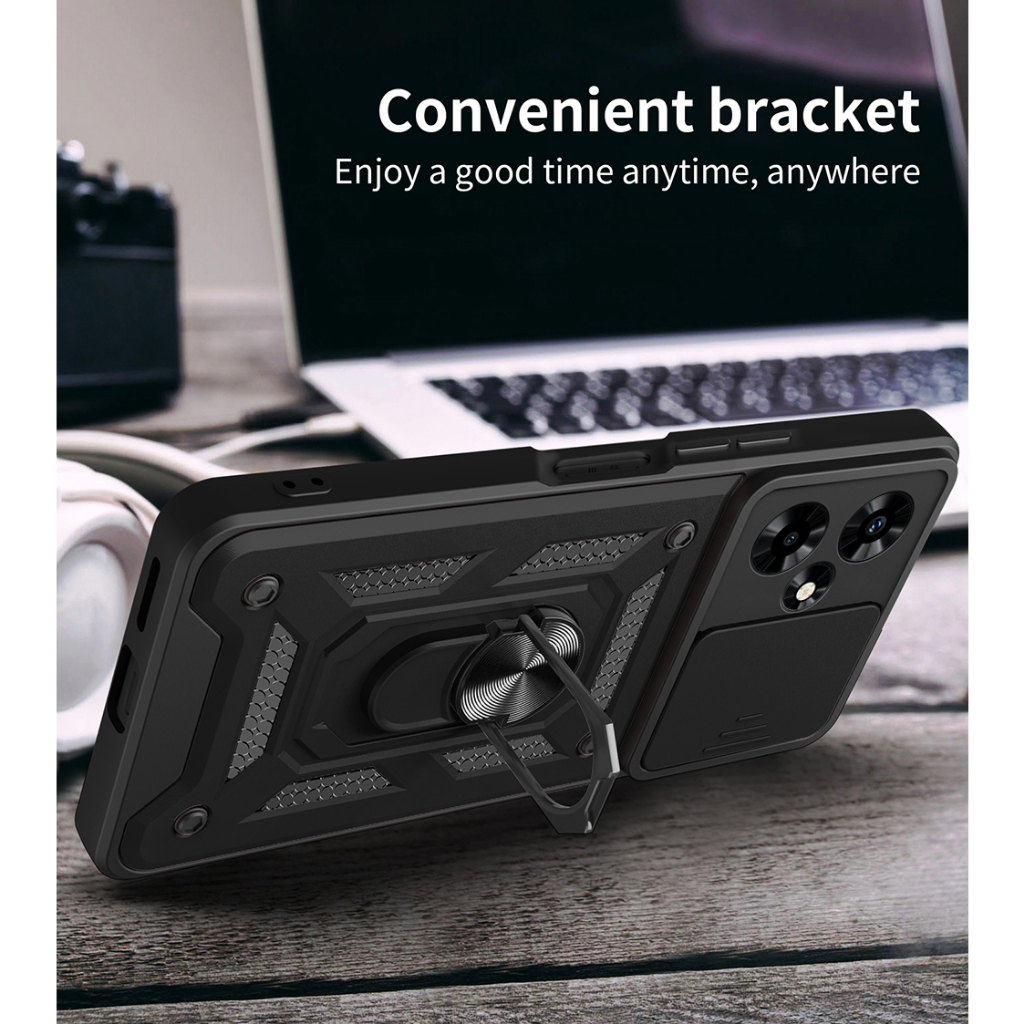 สไลด์เลนส์กล้องเคสกันกระแทก Infinix HOT 60 60i 50 Pro Plus + 50i 40 Pro 30i 40i 30 20i 20S 20 12 11S Play NFC 4Gปลอกแม่เหล็กแหวนปกป้องฝาครอบเชลล์ - รูปที่ 3