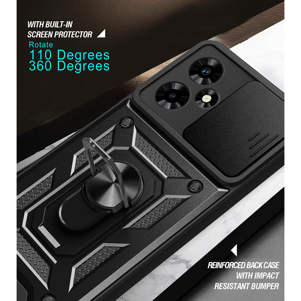 สไลด์เลนส์กล้องเคสกันกระแทก Infinix HOT 60 60i 50 Pro Plus + 50i 40 Pro 30i 40i 30 20i 20S 20 12 11S Play NFC 4Gปลอกแม่เหล็กแหวนปกป้องฝาครอบเชลล์ - รูปที่ 6