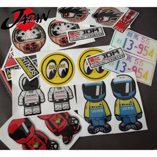 สติกเกอร์เรซิ่น ลายตราสัญลักษณ์ JDM Spoon ASIMO Mooneyes 3D DIY สําหรับติดตกแต่งกระจกมองข้างประตูรถยนต์ 2 ชิ้น