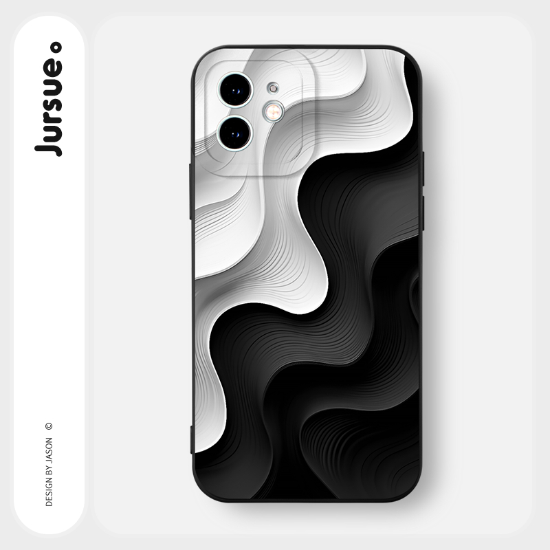 JURSUE เคสไอโฟน เคสซิลิโคนนุ่มกันกระแทกน่ารักตลก เคสโทรศัพท์ สีดำ Compatible for iPhone 16 15 14 13 12 11 Pro Max SE 2020 X XR XS 8 7 Plus xsmax 6splus 7plus 8plus พลัส Y4004