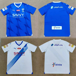 【Fans&amp; Issue Kit 】เสื้อกีฬาแขนสั้น ลายทีมชาติฟุตบอล Al-Hilal Saudi 2023/24 ชุดเหย้า สําหรับผู้ชาย