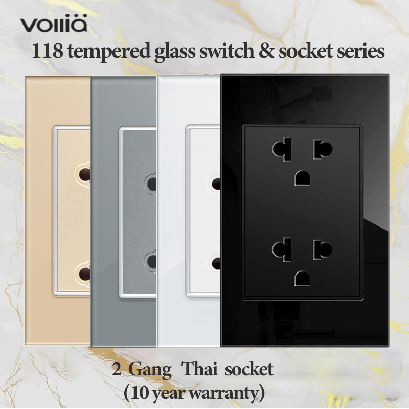 Vollia 220V ปลั๊กไฟสำหรับบ้าน  15ampแฟชั่นไฟฟ้าบ้านสวิทช์ซ็อกเก็ตแผงซ็อกเก็ตผนังพร้อมอินเทอร์เฟซ  ซ็