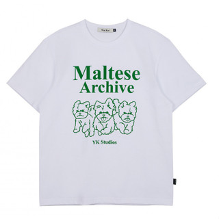 เสื้อยืดแขนครึ่ง พิมพ์ลายกราฟฟิค Maltese สไตล์เกาหลี