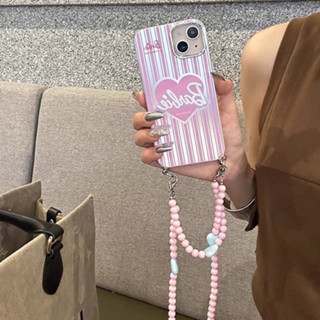 เคสโทรศัพท์มือถือแบบแข็ง กันกระแทก ลายบาร์บี้น่ารัก พร้อมสายคล้อง หรูหรา สําหรับ iPhone 11 14ProMax 13PROMAX 12PROMAX