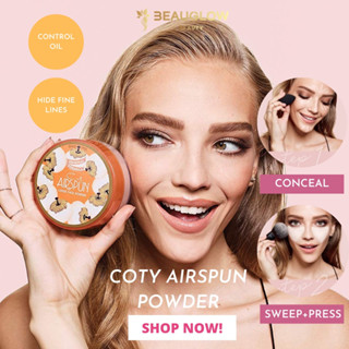 ✔ COTY Airspun Loose Face Powder, Original Made In CHINA, ควบคุมความมัน, ซ่อนริ้วรอยร่องลึก 65g