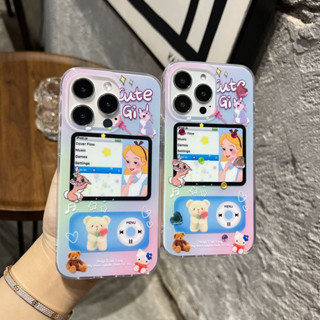 เคสโทรศัพท์มือถือ ลายการ์ตูนเจ้าหญิงดิสนีย์ อลิซ พร้อมสติกเกอร์พลอยเทียม สําหรับ iPhone 14Pro max case 13Pro max 12Pro max 14Pro 13Pro 12Pro 11 12 13 14 case