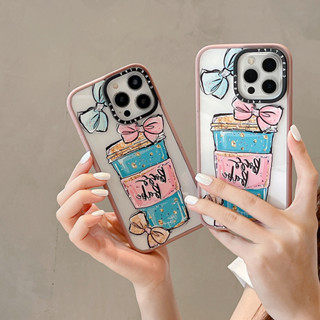 Casetify เคสโทรศัพท์มือถืออะคริลิคแข็ง โปร่งแสง กันกระแทก พิมพ์ลายผีเสื้อ แก้วกาแฟ สําหรับ iPhone 15 14 13 12 11 Pro Max