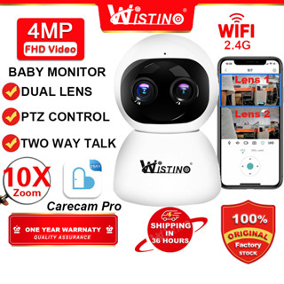 Wistino กล้องวงจรปิด FHD 4MP ซูม 10X Wifi ควบคุมผ่านโทรศัพท์ ไมโครโฟนในตัว หมุนได้ 355 องศา โหมดกลางคืน เรดาร์เซนเซอร์ตรวจจับการเคลื่อนไหว กล้องเด็ก สําหรับบ้าน กล้องเด็กทารก