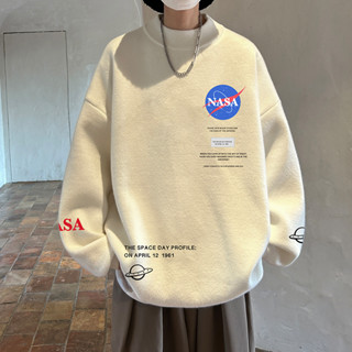 เสื้อกันหนาว คอเต่า ผ้าถัก ทรงหลวม ลาย NASA แฟชั่นฤดูใบไม้ร่วง และฤดูหนาว สําหรับผู้ชาย