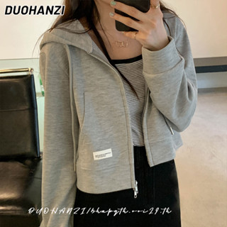 Duohanzi เสื้อแจ็กเก็ตกันหนาว คาร์ดิแกน มีฮู้ด มีซิปคู่ สําหรับผู้หญิง