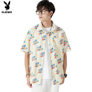 PLAYBOY Summer retro printed shirt casual short sleeves