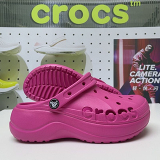 รองเท้าแตะ Crocs พื้นหนา ประดับพัฟฟ์เมฆ แฟชั่นคลาสสิก สําหรับผู้หญิง