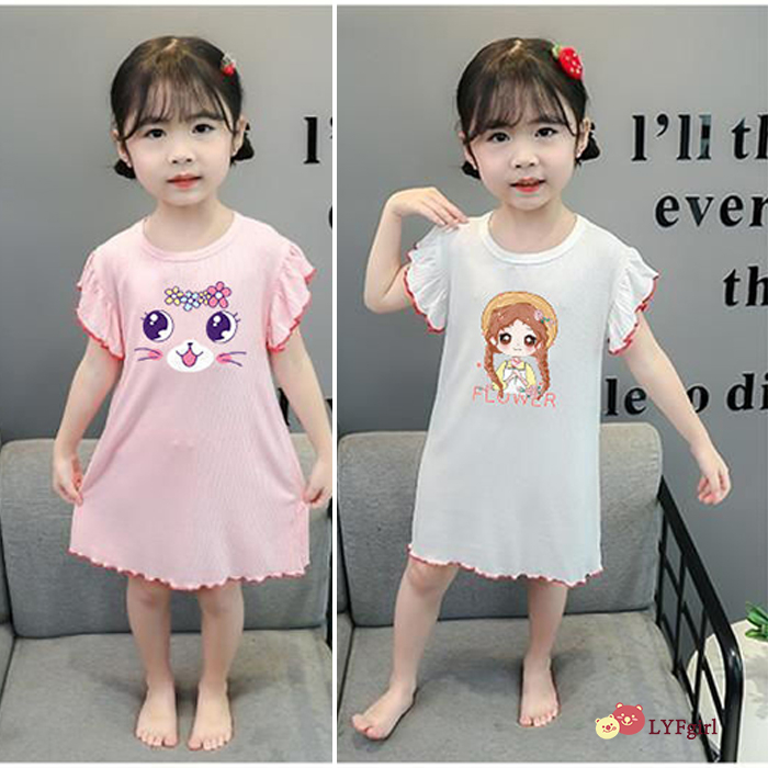 Dresses 63 บาท กระโปรงแขนสั้นของสาวฤดูร้อนที่น่ารักเย็น ชุดเด็กผู้หญิง Baby & Kids Fashion