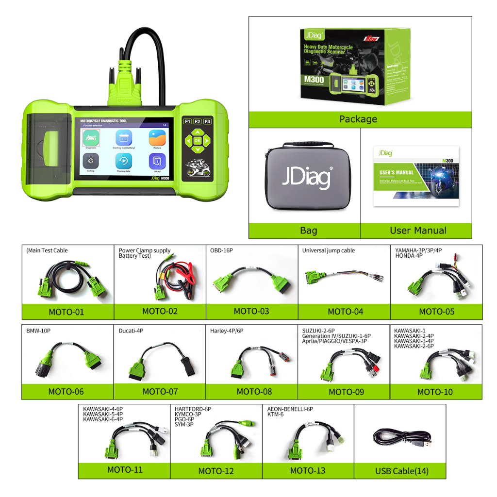 2026 สินค้ามาใหม่ JDiag M300 เครื่องสแกนวินิจฉัยรถจักรยานยนต์ช่วยช่างทําปัญหาและซ่อมแซม Faster