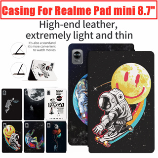 เคสแท็บเล็ตหนัง PU ฝาพับ ลายนักบินอวกาศน่ารัก คุณภาพสูง สําหรับ Realme Pad mini 8.7 นิ้ว OPPO Realme RMP2105