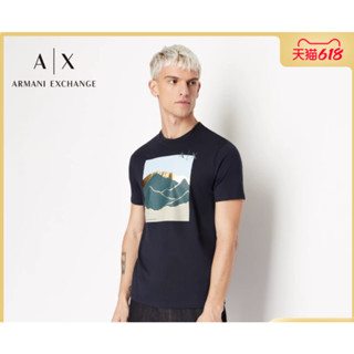 Armani ใหม่ เสื้อยืดลําลอง ผ้าฝ้าย แขนสั้น ทรงหลวม สําหรับผู้ชาย