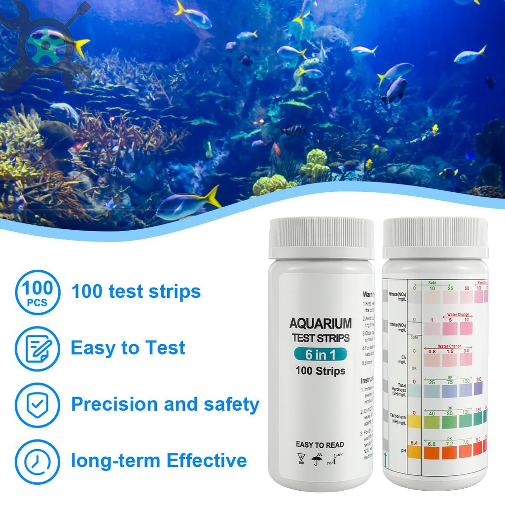 【ready stock】7-in-1 100 ชิ้น ชุดแถบทดสอบค่า pH น้ําเค็ม น้ําจืด สําหรับตู้ปลา ชุดตรวจคุณภาพน้ำ ที่ตรวจค่า pH ในน้ำ แผ่นทดสอบคุณภาพน้ำ กระดาษวัดค่าน้ำ บ่อปลา สระ - รูปที่ 2