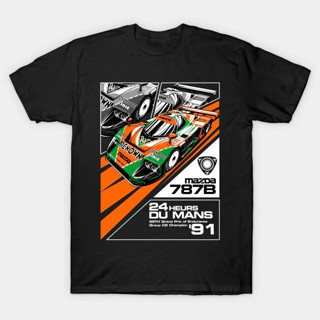 เสื้อยืดผ้าฝ้าย 100% พิมพ์ลาย Mazda 787B Dumans 91 แฟชั่นผู้ชาย เสื้อยืดคอกลม