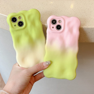 เคสโทรศัพท์มือถือ tpu แบบนิ่ม ไล่โทนสีเขียว สีชมพู สีเหลือง สําหรับ Iphone14 14 Pro 14 Pro Max 11 12 promax 13 Pro Max