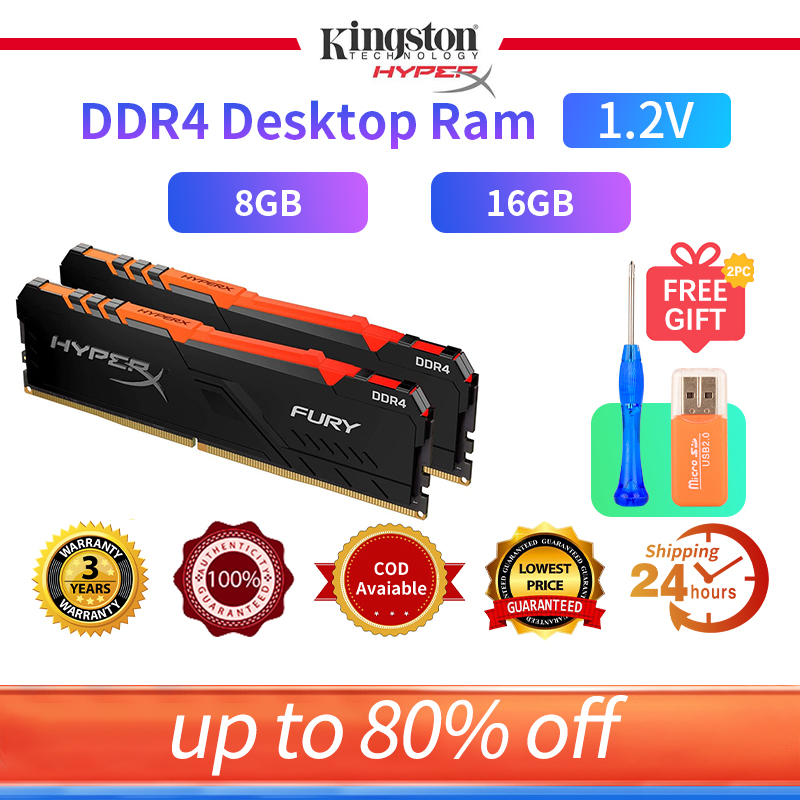 【24H Ship COD】ของแท้ Kingston Hyperx Fury หน่วยความจําเกม RGB PC4 RAM DDR4 8 16GB DIMM 2666 3200MHz 