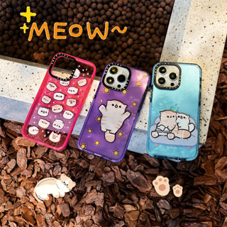 Original glitter CASE.TIFY Colorful Lazy Cat Phone Case for iphone 14 14pro 14promax 12 12ProMax 13promax 13 case High-end shockproof hard case Cute cartoon figure pattern iPhone 11 case Official New Design Style Pink Purple Blue