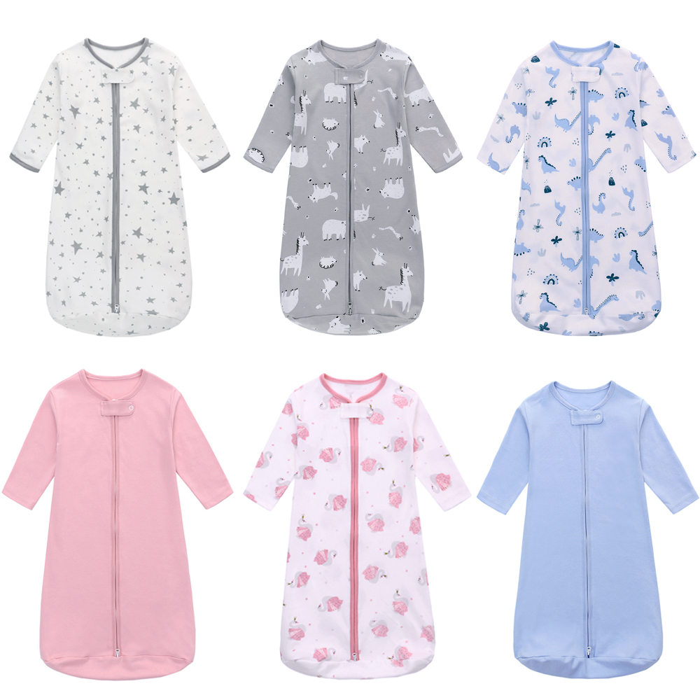 Miracle baby ถุงนอนกันสะดุ้ง เด็กแรกเกิด ผ้าฝ้าย ซิป2ทิศทาง ระบายอากาศดี Anti-Kick Swaddle [0-18เดือน] - ถุงนอนแขนยาว กระสอบเด็ก ผ้าห่อตัว