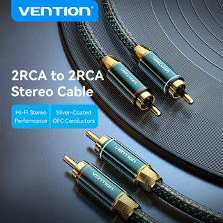 Vention 2RCA ตัวผู้ เป็น 2RCA ตัวผู้ สายสัญญาณเสียงสเตอริโอ ไนล่อนถัก สําหรับโฮมเธียเตอร์ HDTV ระบบ Hi-Fi เครื่องเสียงรถยนต์ และลําโพง