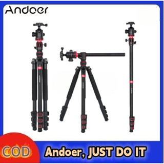 Andoer TTT-012 ขาตั้งกล้องอลูมิเนียมอัลลอยด์ 183 ซม. 72.05 นิ้ว พร้อมหัวบอลพาโนรามา ถอดออกได้ โหลดหมี