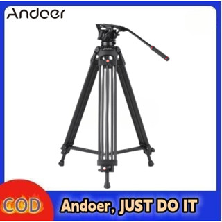 Andoer D1801 ขาตั้งกล้องอลูมิเนียมอัลลอยด์ แบบมืออาชีพ พร้อม 360 องศา° หัวชามไฮดรอลิค พาโนรามา ขยายได้ 3 ส่วน ความจุ 10 กก. 22 ปอนด์ 180 ซม. 71 นิ้ว