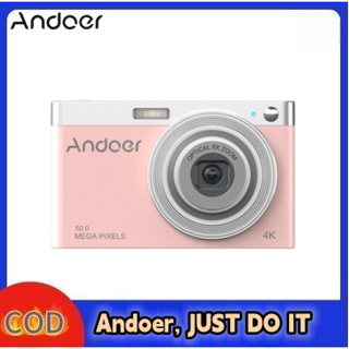 Andoer กล้องบันทึกวิดีโอดิจิทัล 4K 50MP หน้าจอ IPS 2.88 นิ้ว โฟกัสอัตโนมัติ ซูม 16X (ออปติคอล 8X และดิจิทัล 8X) กันสั่น ตรวจจับใบหน้า พร้อมแบตเตอรี่ 2 ชิ้น