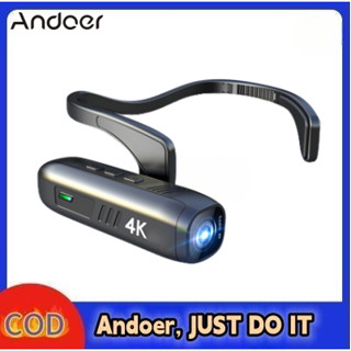 Andoer กล้องเว็บแคม 4K 30FPS WiFi 120 แบบสวมหัว สําหรับถ่ายวิดีโอ°เลนส์มุมกว้าง ป้องกันการสั่นสะเทือน แบตเตอรี่ในตัว ควบคุมผ่านแอพ สําหรับบันทึกวิดีโอ Vlog